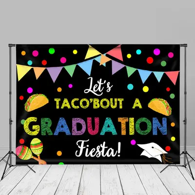 Rainbow Dots Lets Taco Bout Grad Fiesta Photo Backdrop - Aperturee
