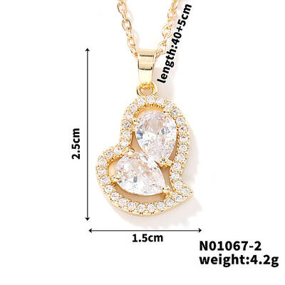 Elegant and Unique Style Brass & Glass Lock Collar Heart Pendant Necklaces for Women