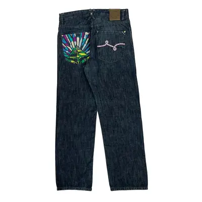 Hip Hop Lrg Embroidered Jeans - 30W 30L Dark Wash Cotton