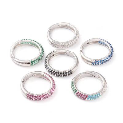 Adjustable Brass Micro Pave Cubic Zirconia Cuff Rings