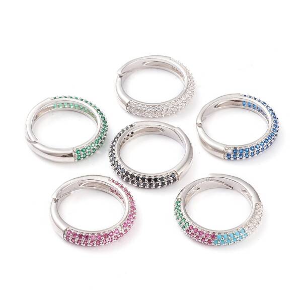 Adjustable Brass Micro Pave Cubic Zirconia Cuff Rings