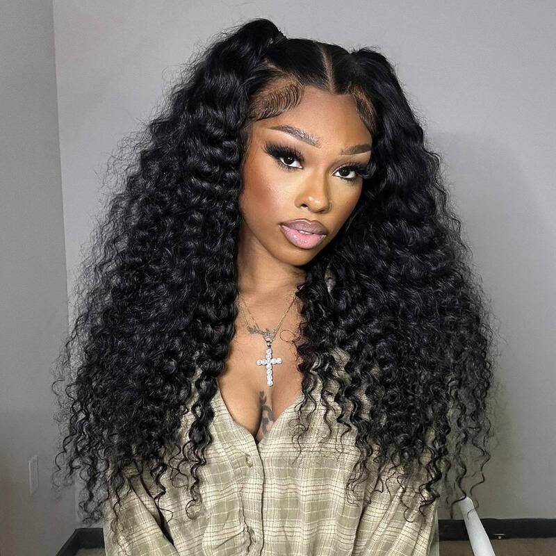 Deep Wave Pre Bleached 13x4 HD Lace Front Wig 200% 24inch Skin Melt