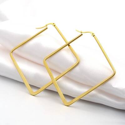 304 Stainless Steel Angular Hoop Earrings