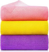 3 Pieces African Net Bath Sponge African Exfoliating African Scrubbing Long Net Rag African Wash Net Shower Body Scrubber, Ye...