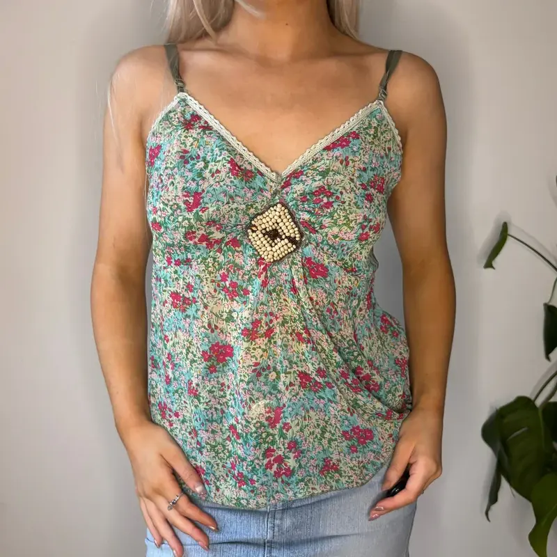 Misswan Floral Cami Top - Large Blue Polyester