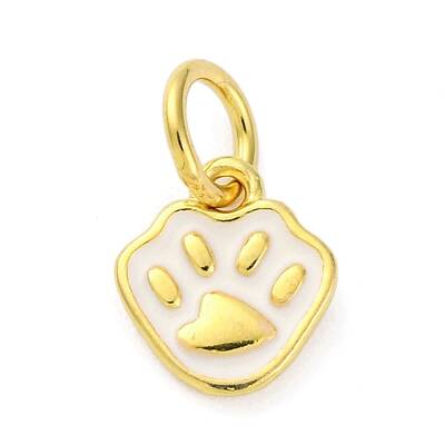 925 Sterling Silver White Enamel Paw Print Charms