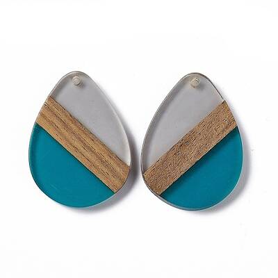 Transparent Resin & Walnut Wood Pendants