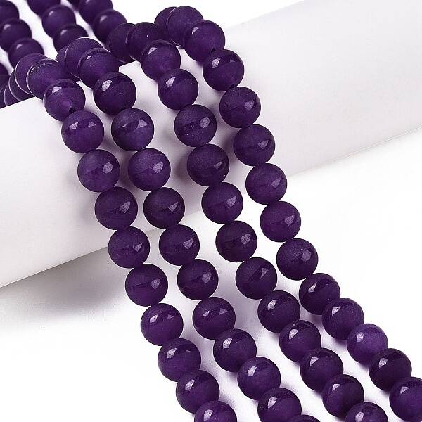 Frosted Natural White Jade Beads Strands