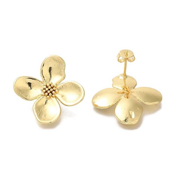 Rack Plating Flower Brass Stud Earrings
