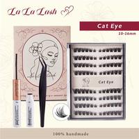 【Glue Needed】LALA DIY Lash Extension, Easy Apply Waterproof Long Lasting at Home, Pestañas,Lash Clusters D Curl Individu...