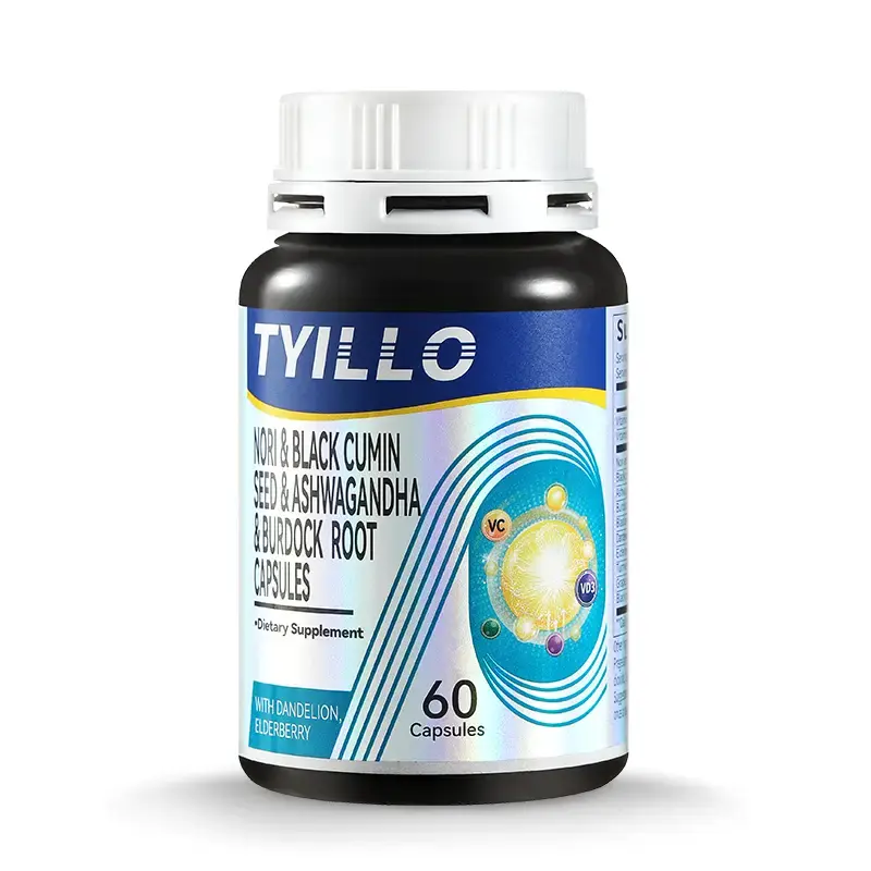 Tyillo 2 Seamoss Black Seed AshwagandhaBurdock Root Capsules Ashwagandha Extract60mg Seamoss Seaweed Extract 60mg BlackSeed E...