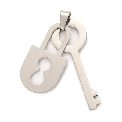 Tarnish Resistant 201 Stainless Steel Key and Lock Pendants