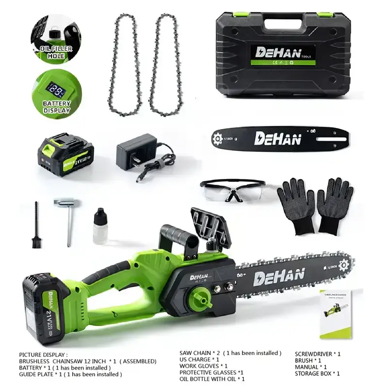DEHAN 6/8/12 Inch Mini Chainsaw – Cordless Electric Saw with 2 Batteries, Lightweight for Women & Beginners | Easy Tree Tri...