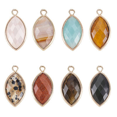 8Pcs 8 Style Natural & Synthetic Gemstone Pendants