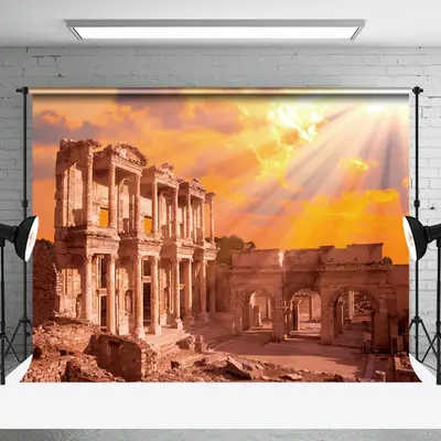 Retro The Celsus Library Ruins Architecture Backdrop - Aperturee