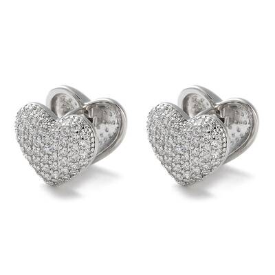 Brass Micro Pave Clear Cubic Zirconia Hoop Earrings