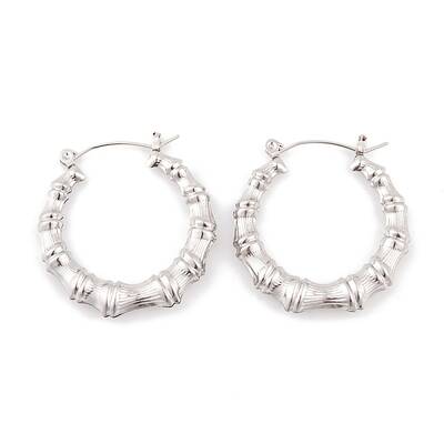 Non-Tarnish Bamboo Joint 304 Stainless Steel Hoop Earrings for Women