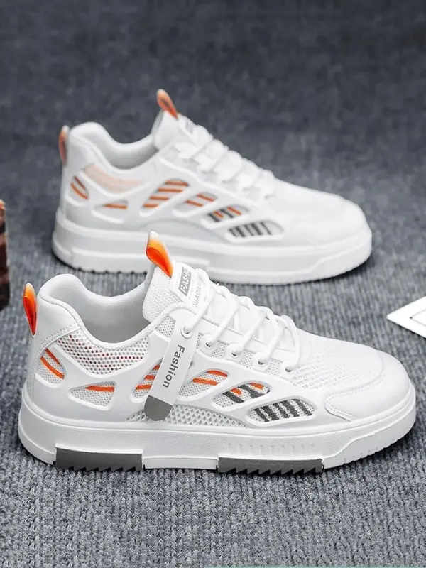 Men's 1 Pair Fashionable Letter Label Decor Lace up Low Top Sneakers, Casual Comfortable Breathable Lightweight Running Shoes...