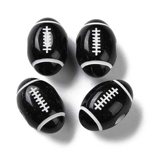 Spray Printed Opaque Acrylic European Beads