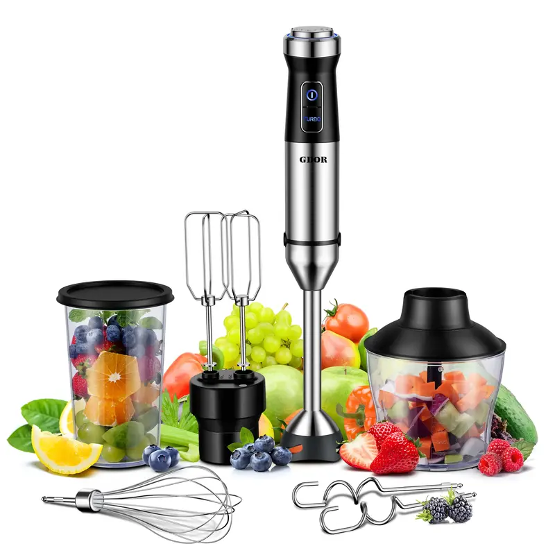 GDOR 1000W Immersion Hand Scratch Resistance Blender with 20 Speed & Turbo Mode, Dough Hooks, Beaker, Chopper & Titanium Blad...