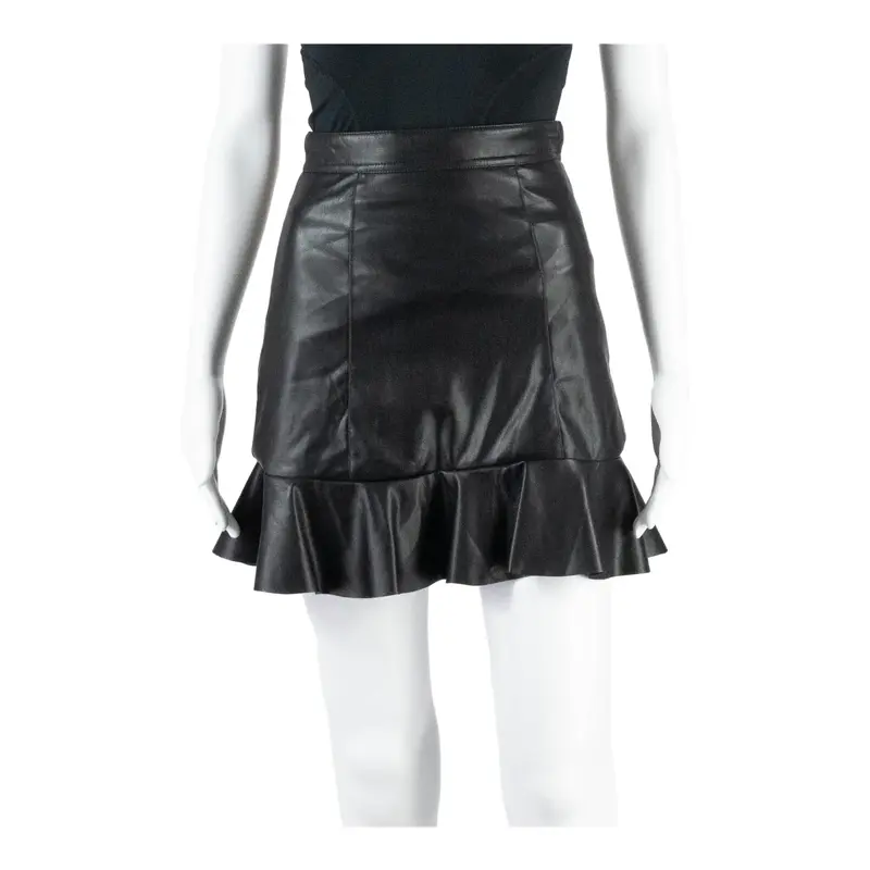 H&M DIVISION Faux Leather Drop Flare Womens Pencil Skirt Black Short UK 4