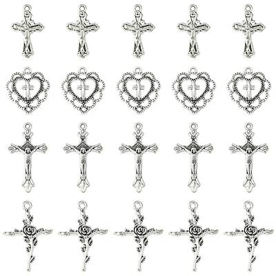24Pcs 4 Styles Tibetan Style Alloy Pendants
