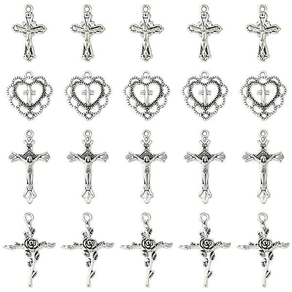 24Pcs 4 Styles Tibetan Style Alloy Pendants