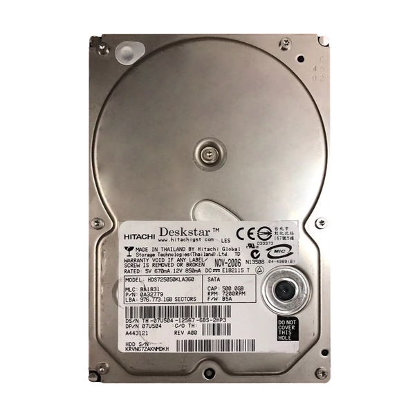07U504 Dell 500GB 3Gb/s SATA 7200 3.5-inch 16MB Hard Drive