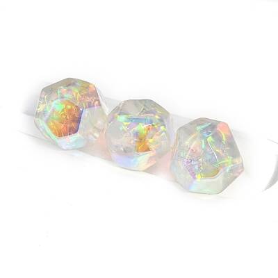 30Pcs Gradient Color & UV Plating Rainbow Iridescent Opaque Resin Beads