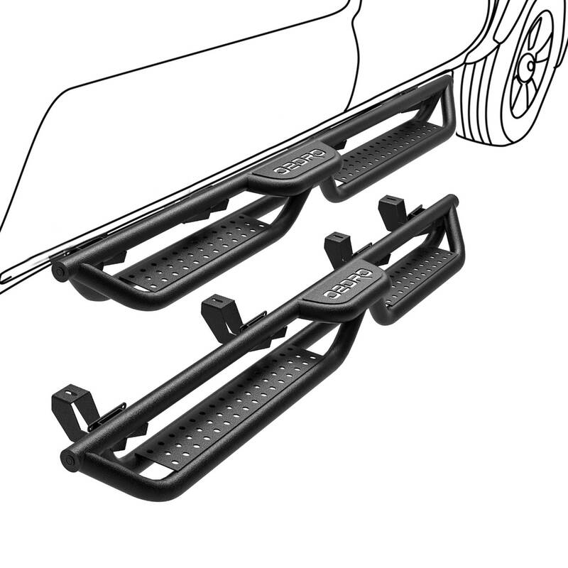 OEDRO® Running Boards Two Stairs Design Steps for 2020-2024 Jeep Gladiator JT 4 Doors, Bolt-on Side Steps Steel Nerf Bars A...
