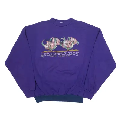TULTEX Atlantic City New Jersey Mens Sweatshirt Purple Crew Neck XL