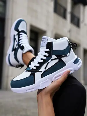 Men's Fashion Colorblock Letter Pattern Non-slip Outdoor Sports Running Shoes, Lightweight Breathable Comfortable Shoes for D...