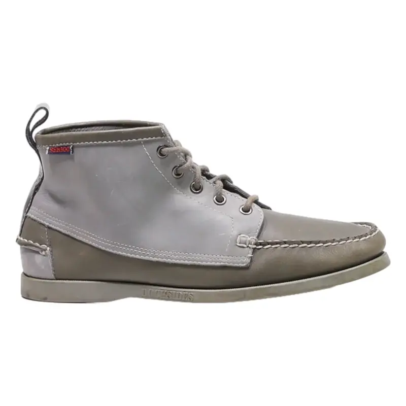 SEBAGO DOCKSIDE Moccasin Shoes Grey Leather Mens UK 8.5
