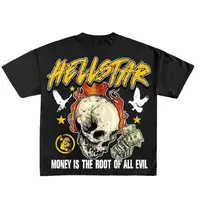 Skull and Money Print Men's Graphic T-Shirt Street Printed Tee Comfortable Crew Neck 100% Cotton Short Sleeve Ideal for Casua...
