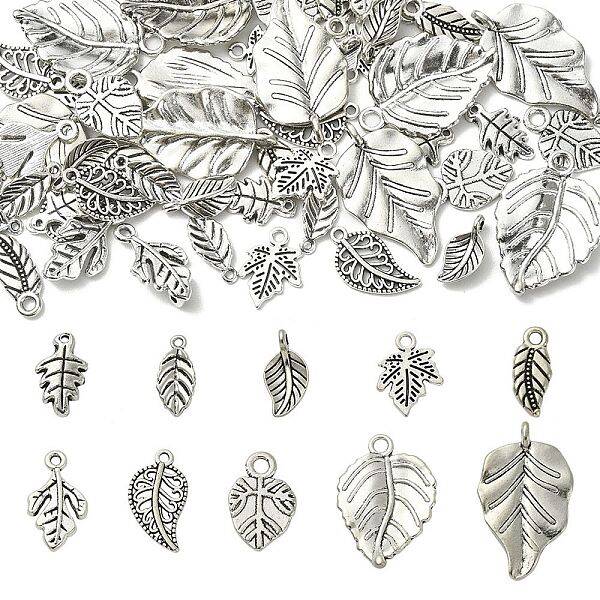 50Pcs 10 Styles Tibetan Style Alloy Pendants