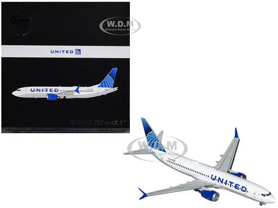 Boeing 737 MAX 8 Commercial Aircraft United Airlines (N17265) White with Blue Tail Gemini 200 Series 1/200 Diecast Model Airp...