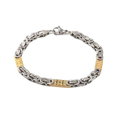 201 Stainless Steel Byzantine Chain Bracelets with 304 Stainless Steel Clasps