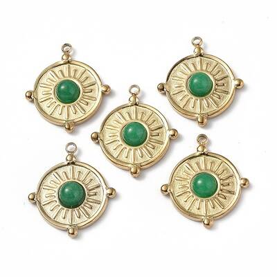 PVD Vacuum Plating 201 Stainless Steel Natural Malaysia Jade Pendants