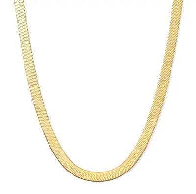 Sterling Silver with Yellow Gold Plated Herringbone Chain Necklace 5mm