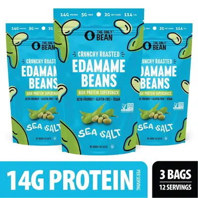 The Only Bean - Crunchy Roasted Edamame Beans (Sea Salt) - Keto Snack, High Protein, Healthy Snacks, Low Carb, High Fiber, Gl...