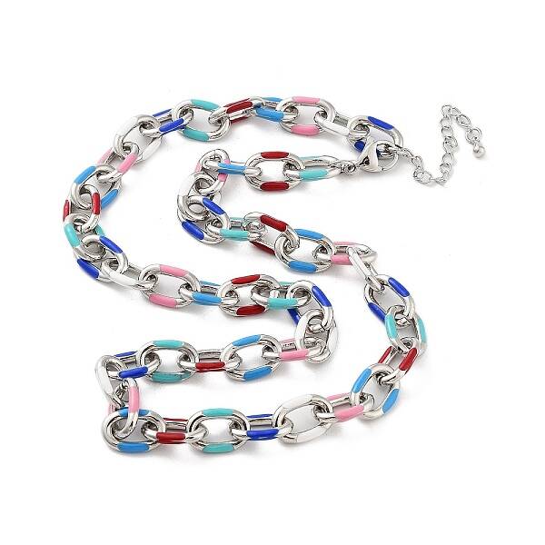 Brass Cable with Enamel Chain Necklaces