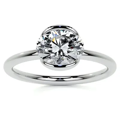 10K White Gold Oval Cut Solitaire Moissanite Engagement Ring