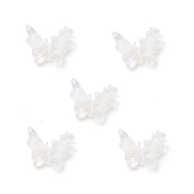 Butterfly with Flower Transparent Resin Cabochons