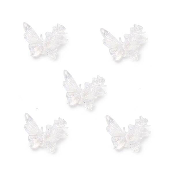 Butterfly with Flower Transparent Resin Cabochons