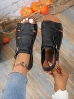 Women's Fashionable Plain Color Roman Sandals, Casual Versatile Flat Sandals for Summer, Lightweight Breathable Comfortable S...