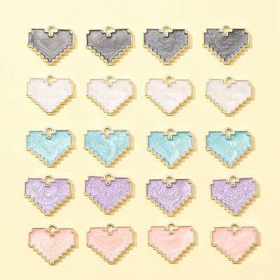 20Pcs 5 Colors Light Gold Plated Alloy Enamel Pendants