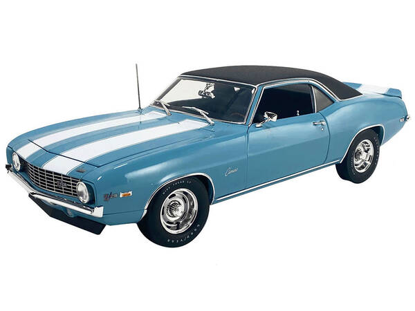 1969 Chevrolet Camaro Z/28 Carolina Blue with White Stripes and Black Vinyl Top Limited Edition to 264 pieces Worldwide 1/18 ...