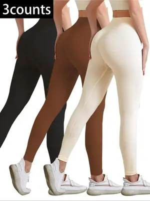 Women's fall clothing women High-Waisted Sporty Leggings, Slim-Fit Yoga Pants, All-Seasons Wear, Moderate Fabric Thickness, C...