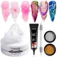 Fcozpjk 30g Solid Builder Gel For Nails and 15g Liner Gel Polish Clear Non-sticky Hard Gel for Nail with Silicone Carving Pen...