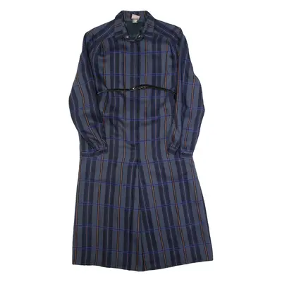 MARKWALD Womens Day Dress Blue Wool 90s Striped Long Sleeve Long M